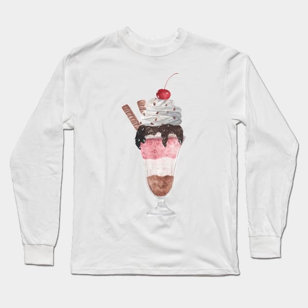 Ice cream watercolor Long Sleeve T-Shirt by GinaaArts